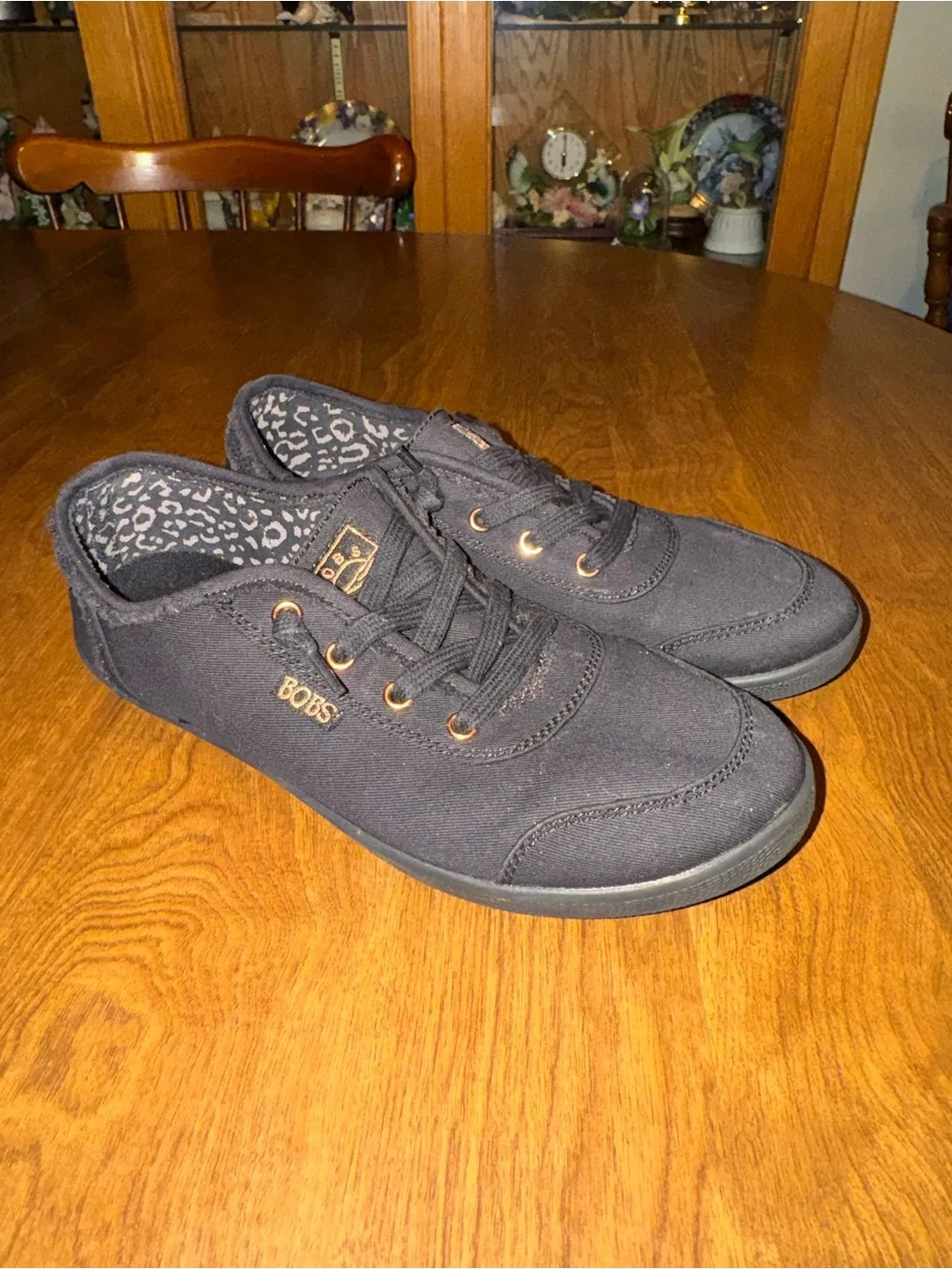 BOBS from Skechers Black Canvas Lace-Up Sneakers